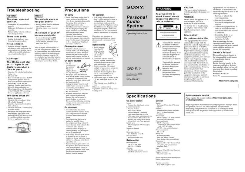 Sony CFD-E10 Marketing User manual