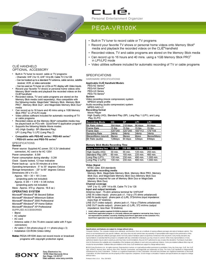 Sony PEGA-VR100K User manual