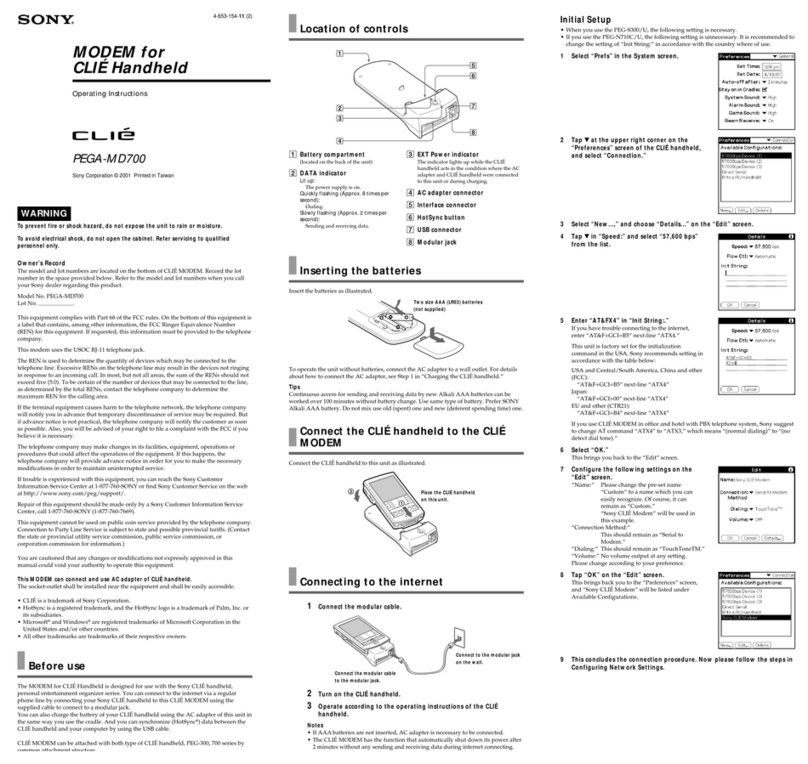 Sony CLIE PEGA-MD700 User manual