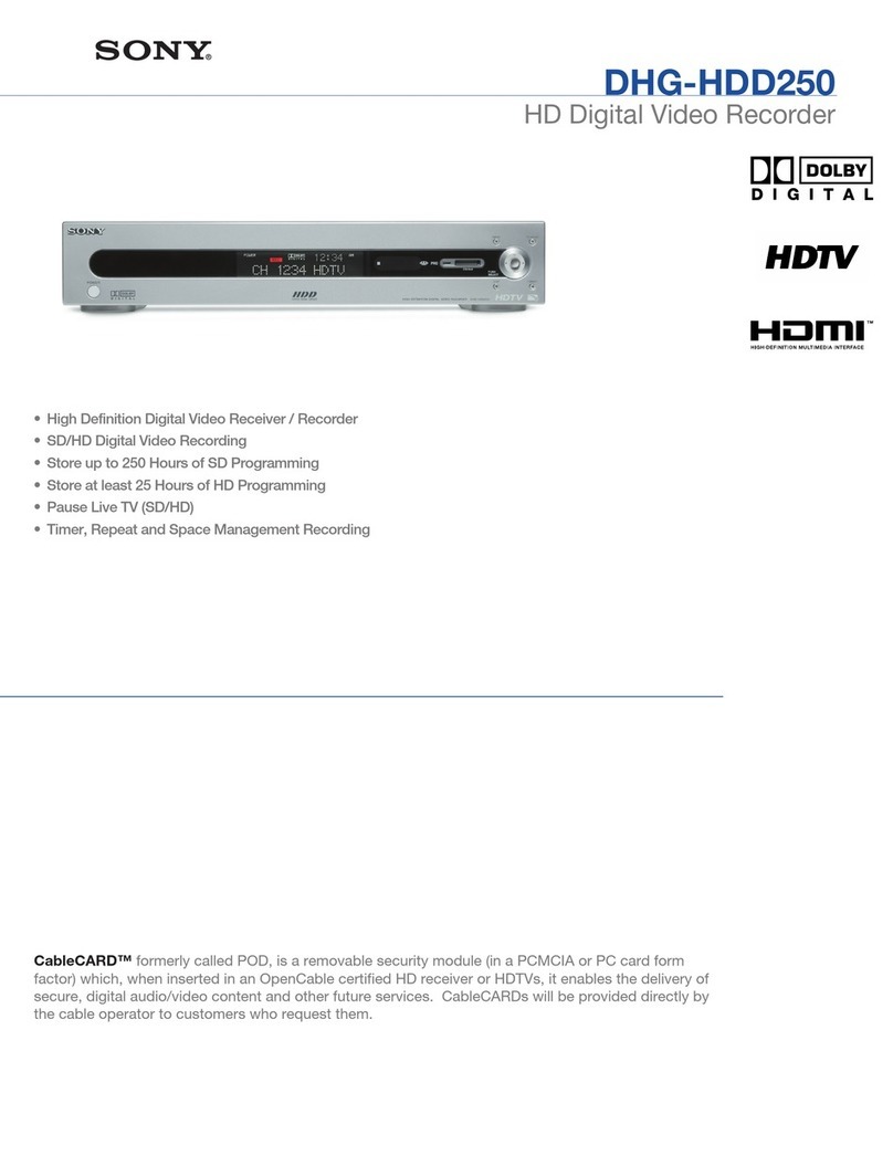 Sony DHG-HDD250 - 30-Hour High-Definition Digital Video... User manual