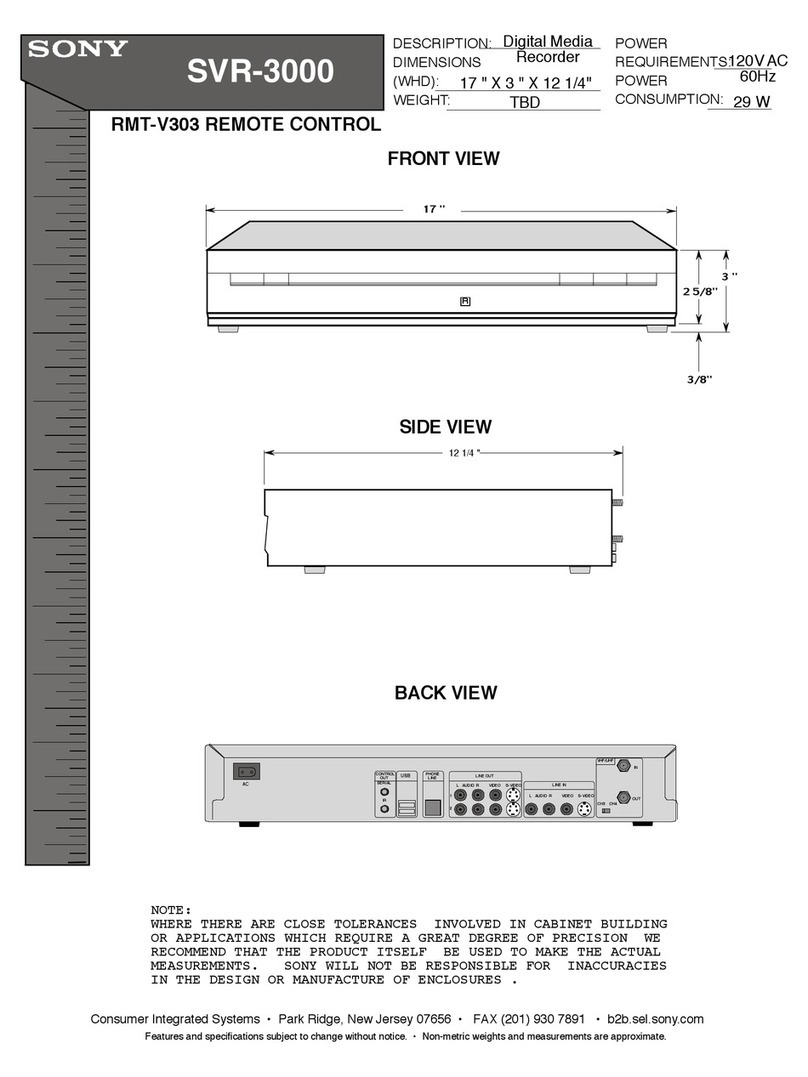 Sony SVR-3000 - Digital Network Recorder Instructions and recipes