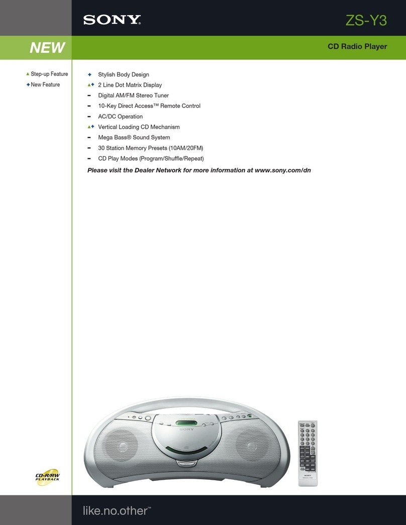 Sony ZS-Y3 - Personal Cd Audio System Specifications