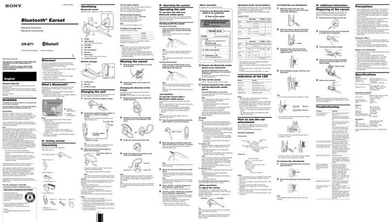Sony DR-BT1 operating instructions