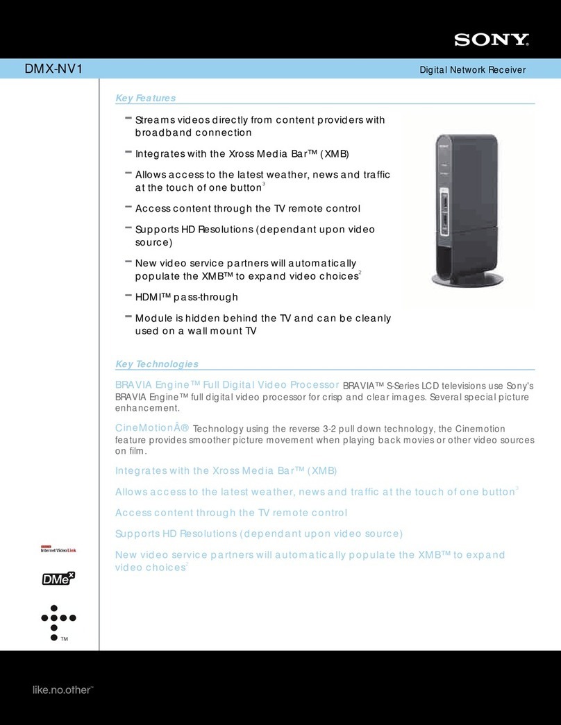 Sony BRAVIA DMX-NV1 Specifications