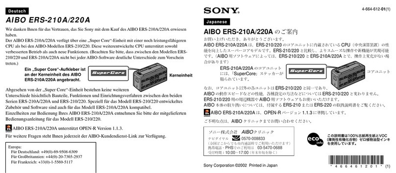 Sony ERS-210A - Aibo Entertainment Robot release note