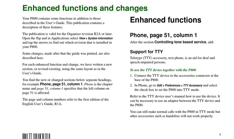 Sony Ericsson P800 Function guide