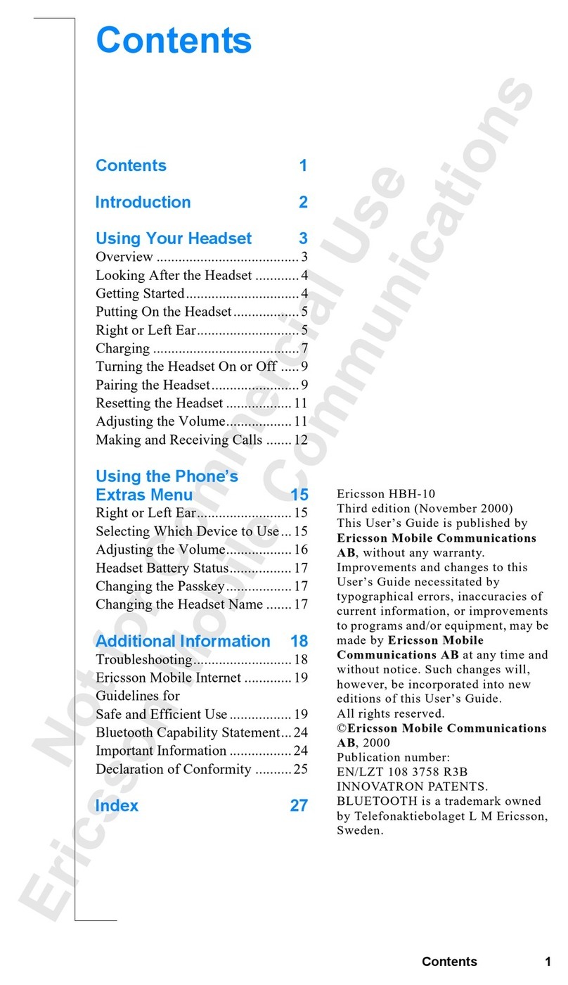 Ericsson HBH-10 User manual