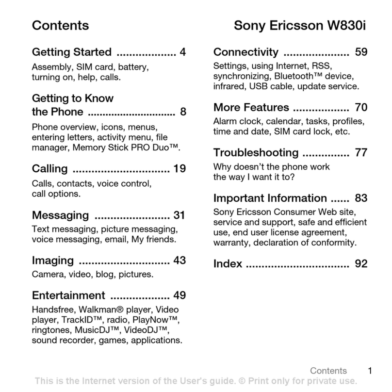 Sony Ericsson W830I User manual
