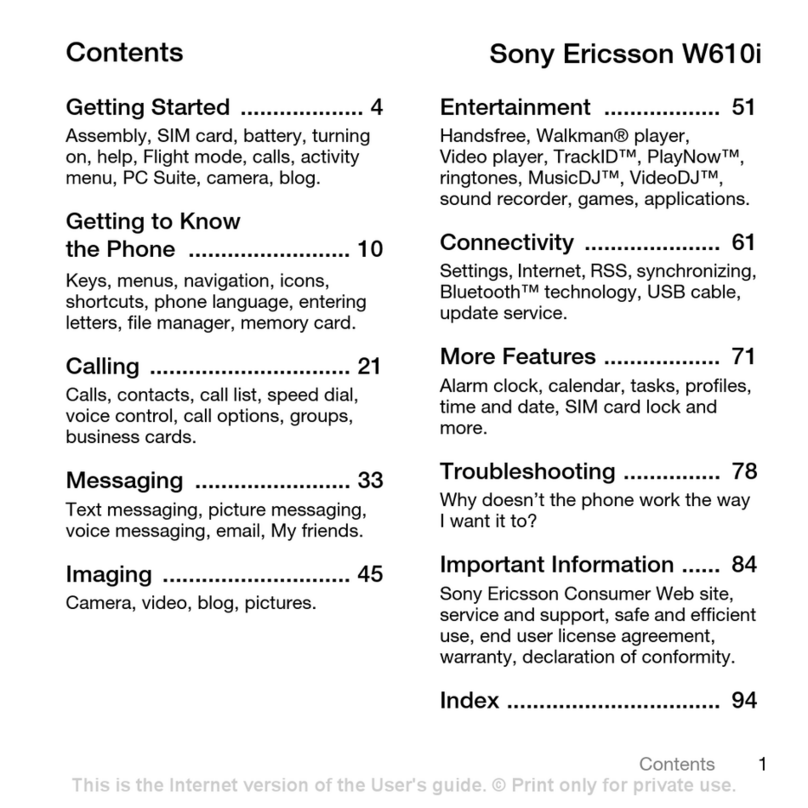 Sony Ericsson Walkman W610i User manual
