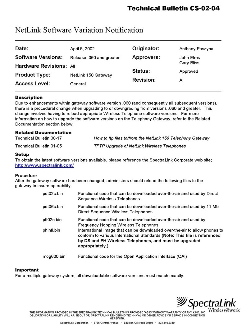 SpectraLink MOG600 Technical bulletin