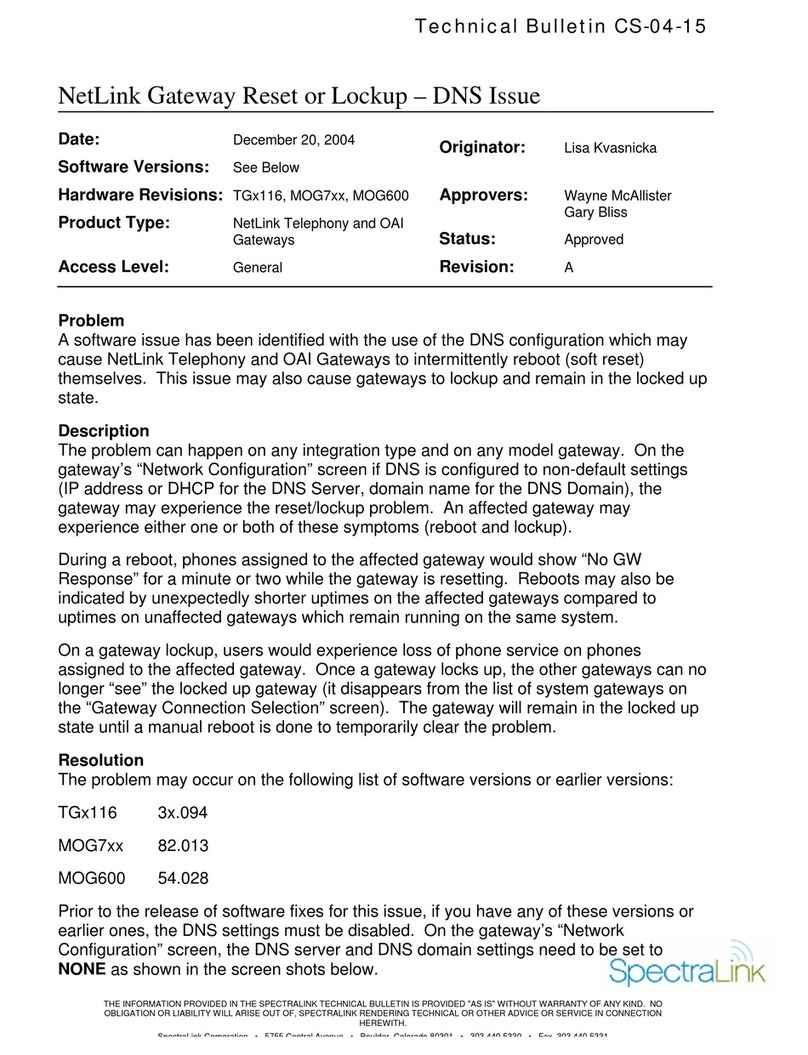 SpectraLink MOG710 Technical bulletin