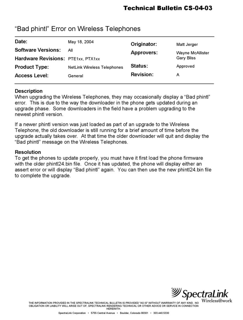 SpectraLink PTE140 Technical bulletin