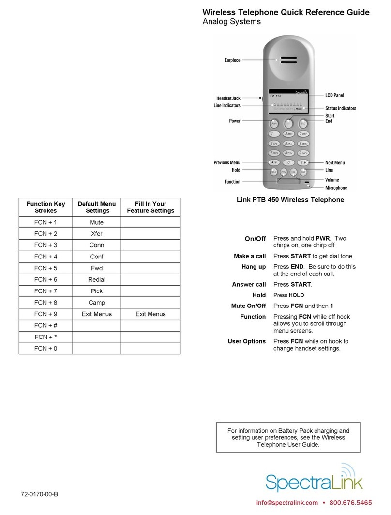 SpectraLink Link PTB450 Quick reference guide