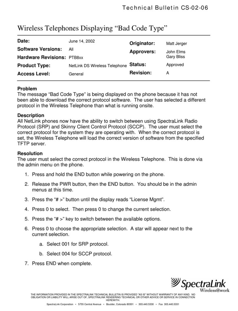 SpectraLink NetLink PTB800 Technical bulletin