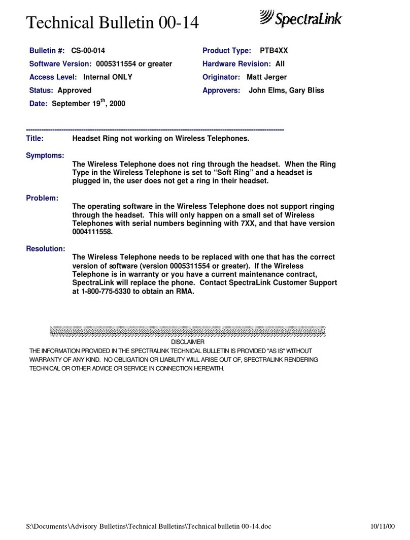 SpectraLink Link PTB-400 Service manual