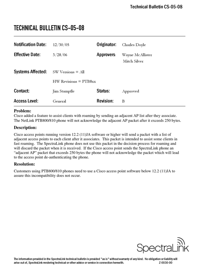 SpectraLink NetLink PTB810 Service manual