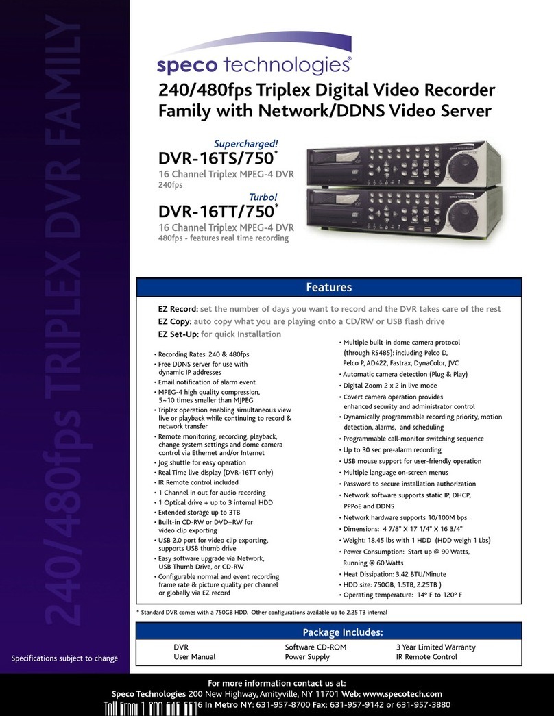 Speco DVR-16TS/750 Specifications