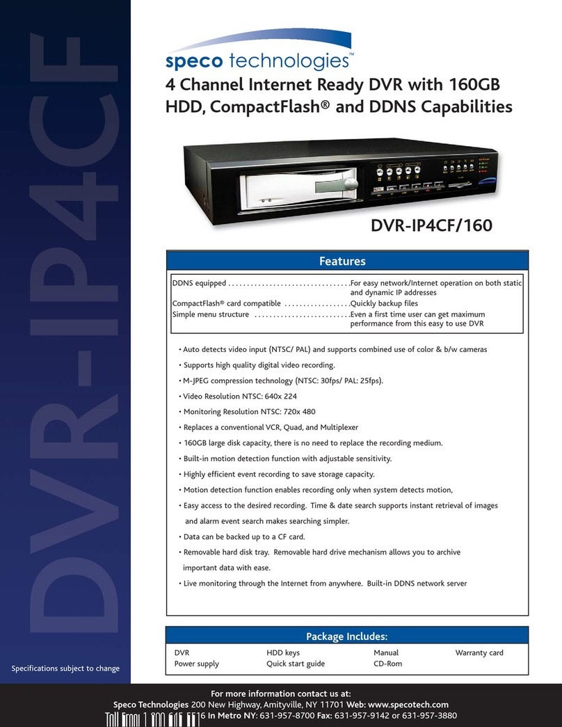 Speco DVR-16 Specifications