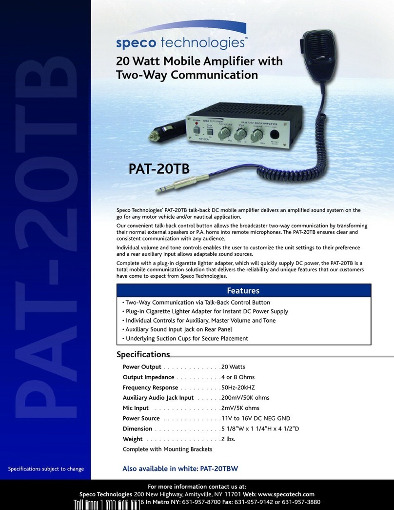 Speco PAT-20TB User manual