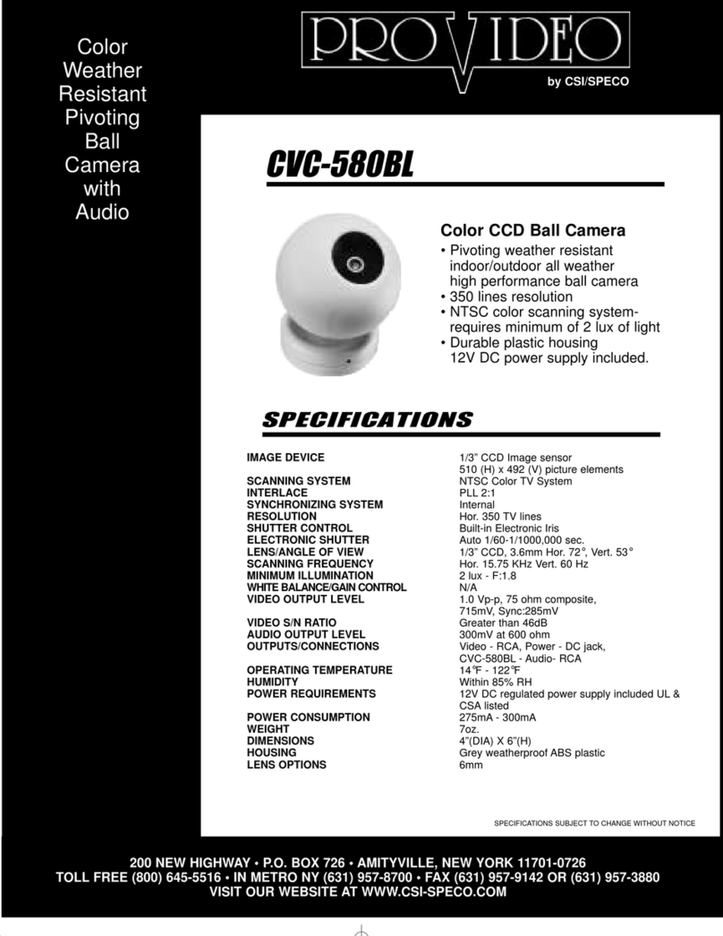 CSI/SPECO CVC-580BL Specifications