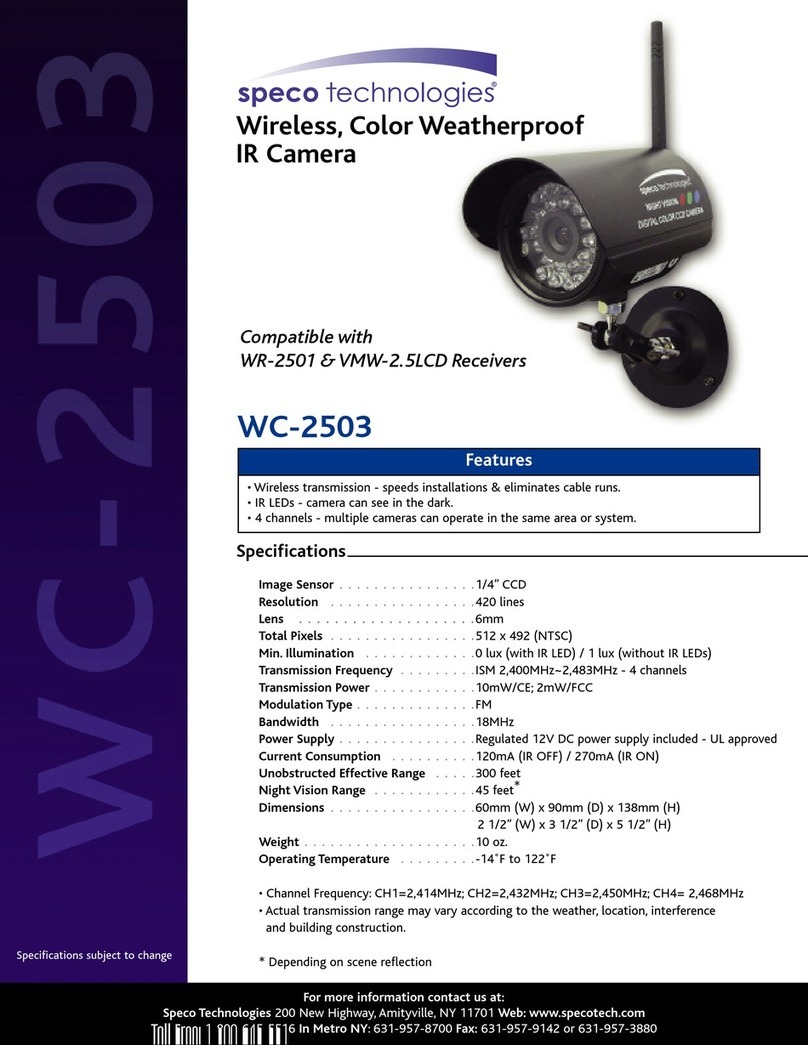 Speco WC-2503 Specification sheet