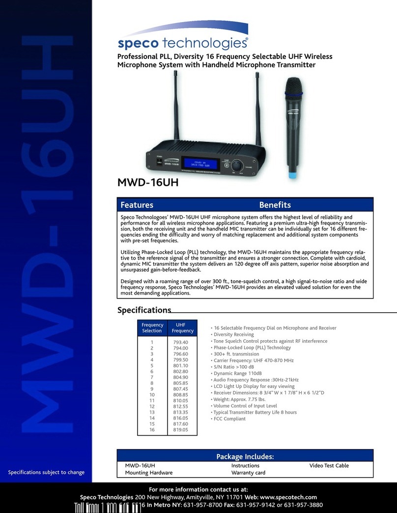 Speco MWD-16UH Specifications