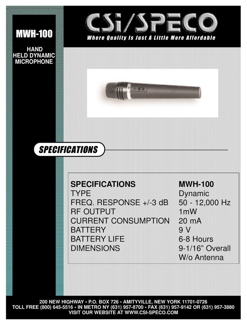 Speco MWH-100 Specifications