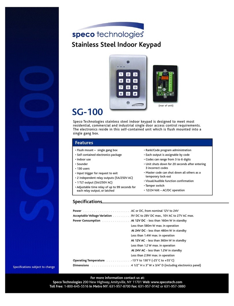 Speco SG-100 Specifications