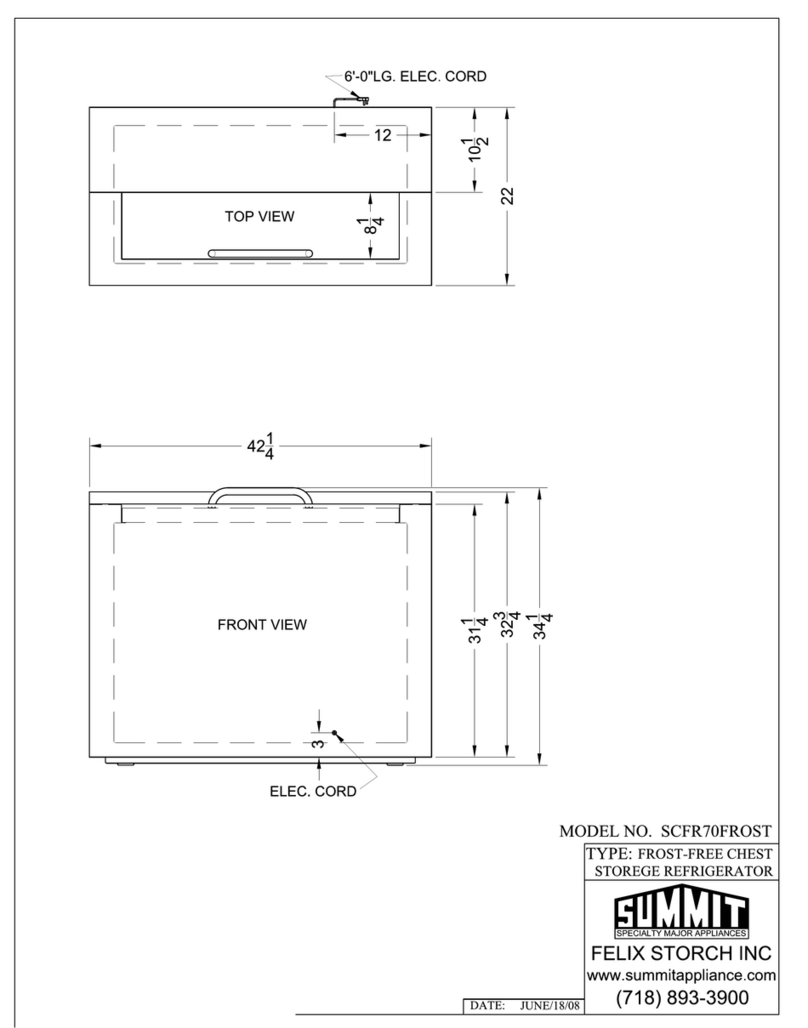 Summit SCFR70FROST Dimensional drawing