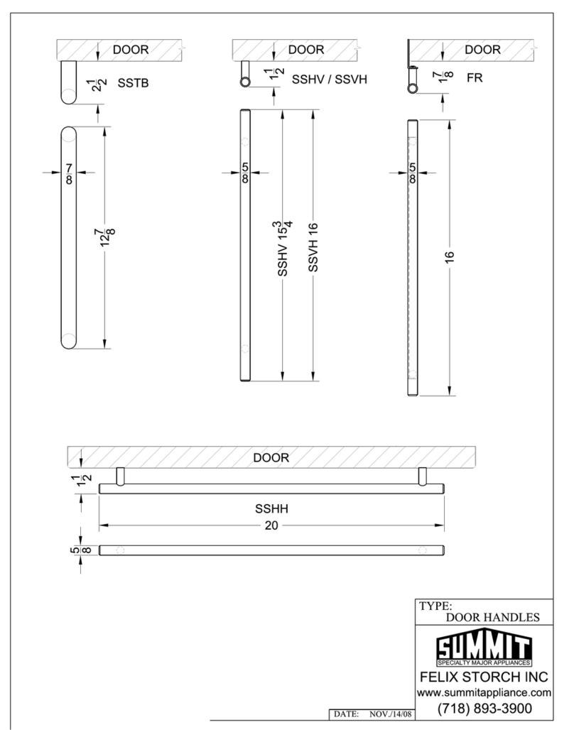 Summit SCFF55 SERIES Dimensions