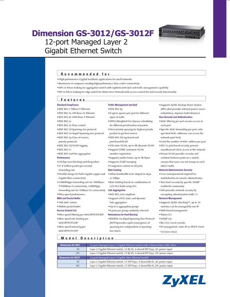 ZyXEL Communications Dimension GS-3012 Specification sheet ZyXEL Communications Dimension GS-3012 Specification sheet