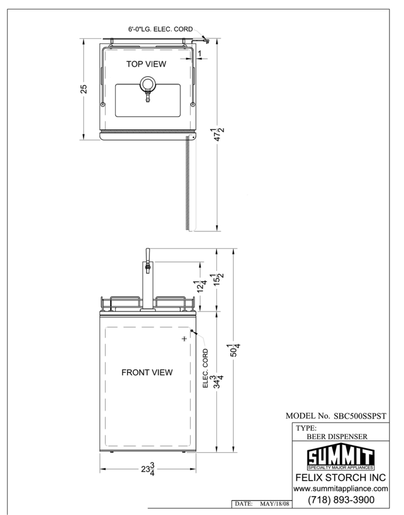 Summit SBC500SSPST Dimensional drawing Summit SBC500SSPST Dimensional drawing