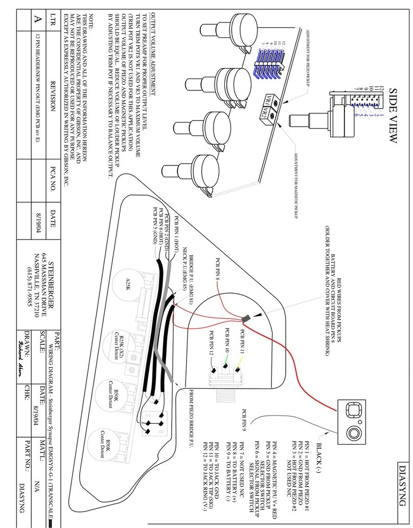 Steinberger Synapse EMGSYN-G-1 User manual