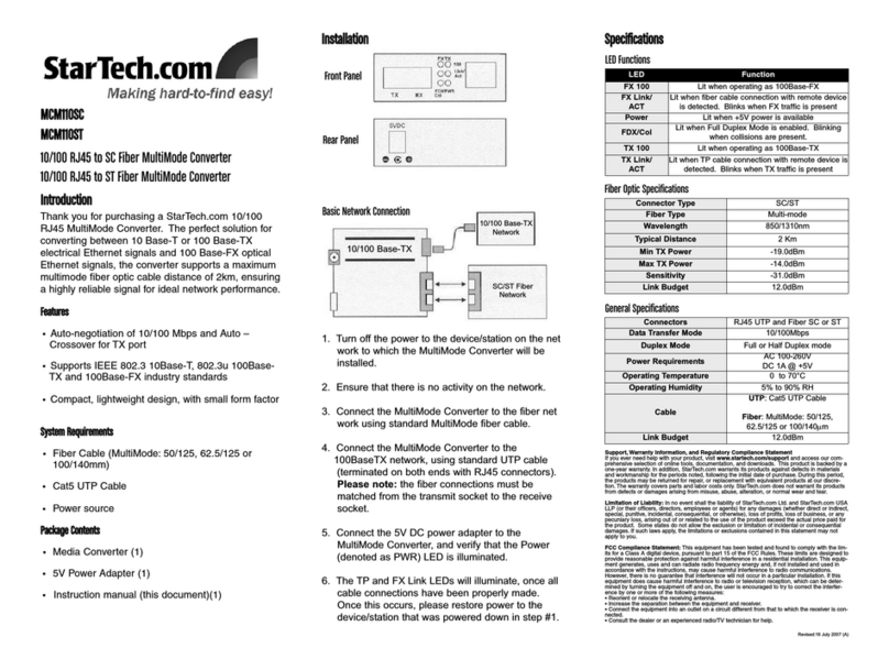 StarTech.com MCM110SC Specifications StarTech.com MCM110SC Specifications