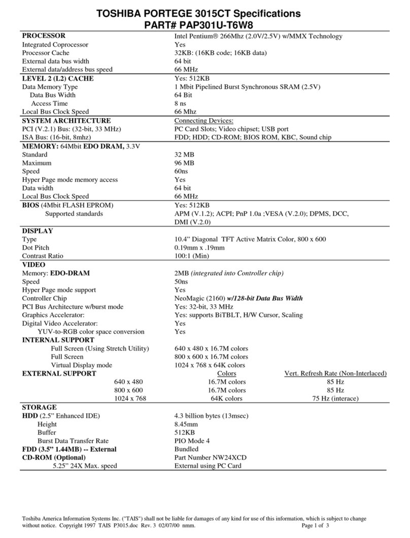 Toshiba Portege 3015CT User manual