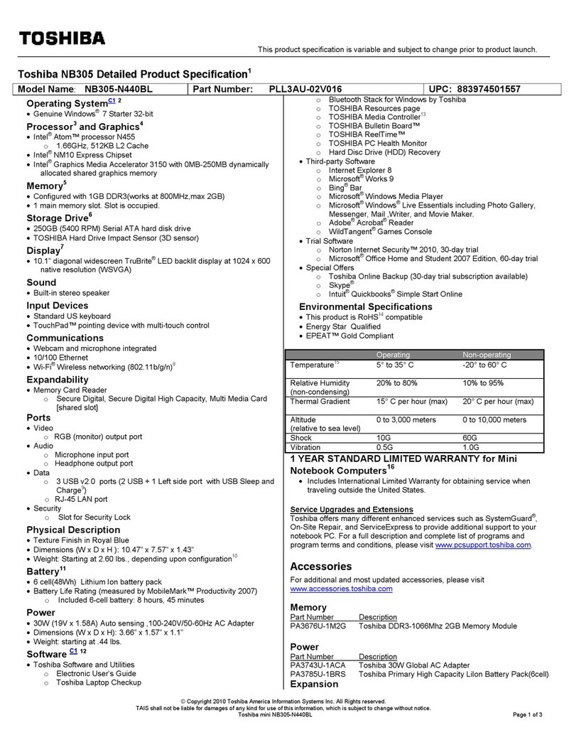 Toshiba NB305-N440 User manual