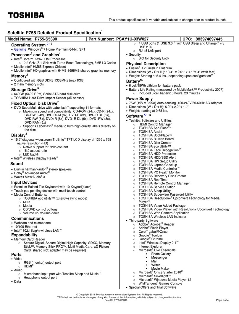 Toshiba P755-S5390 User manual