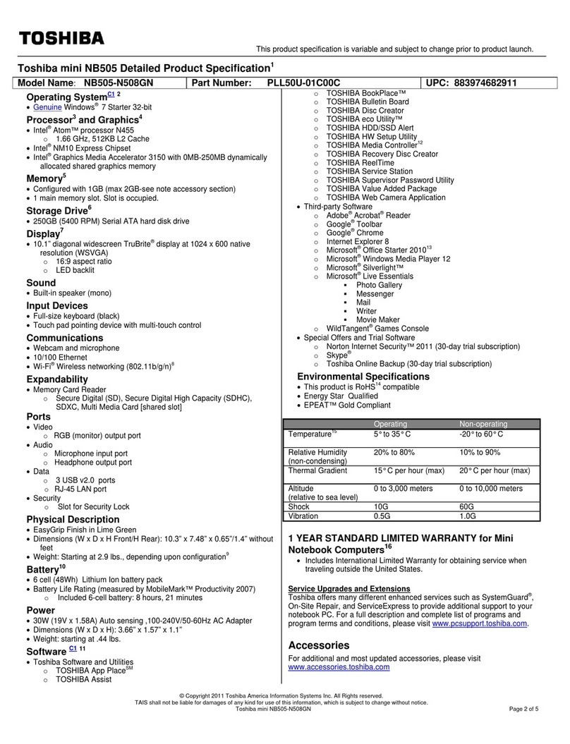 Toshiba NB505-N508GN User manual