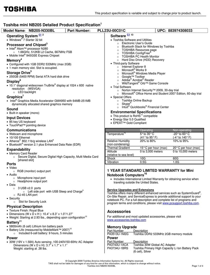 Toshiba NB205-N330 User manual