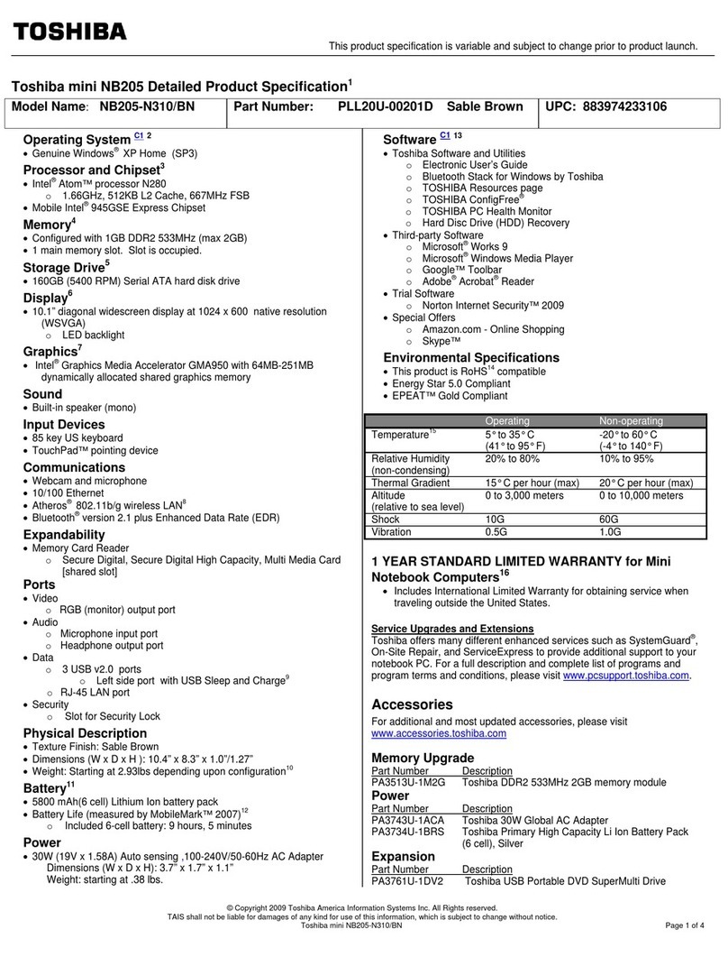 Toshiba NB205-N310 User manual