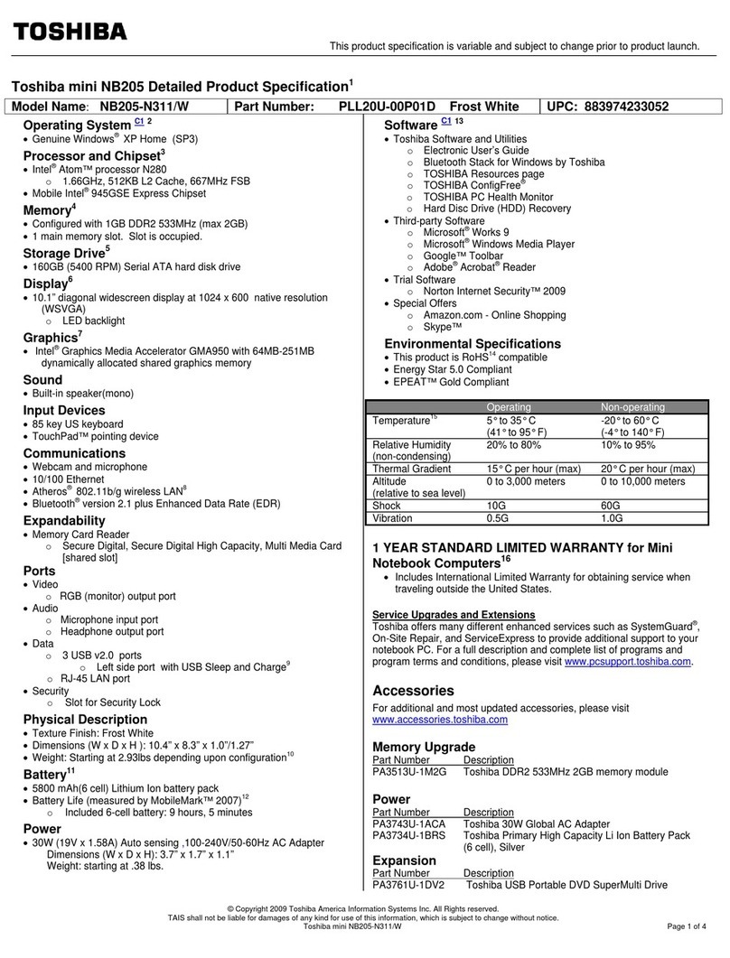 Toshiba NB205-N311 User manual