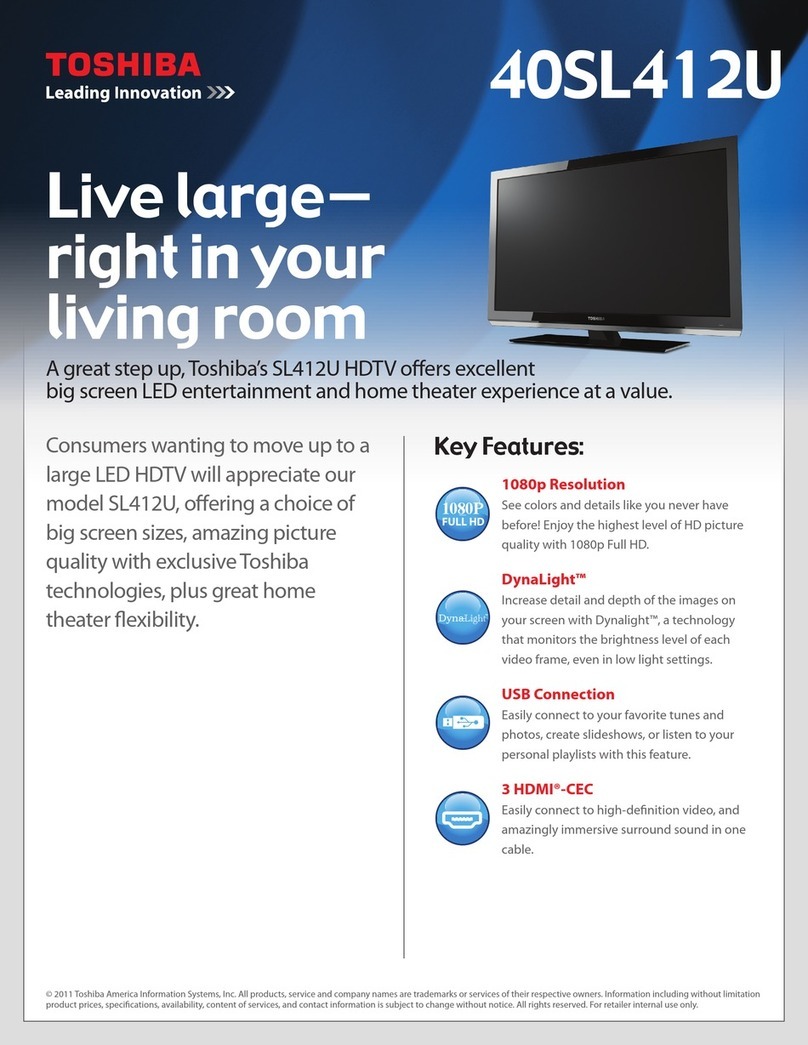 Toshiba 40SL412U Specification sheet