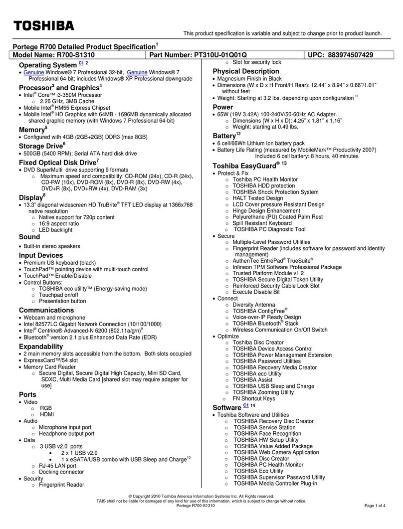 Toshiba R700-S1310 User manual