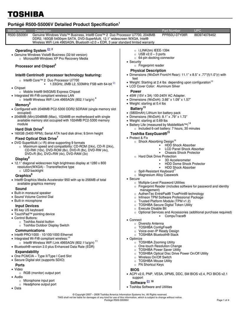Toshiba R500-S5006V User manual