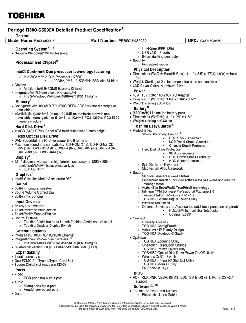 Toshiba R500-S5002X User manual