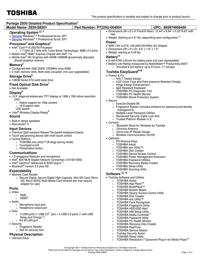 Toshiba Z830-S8301 User manual