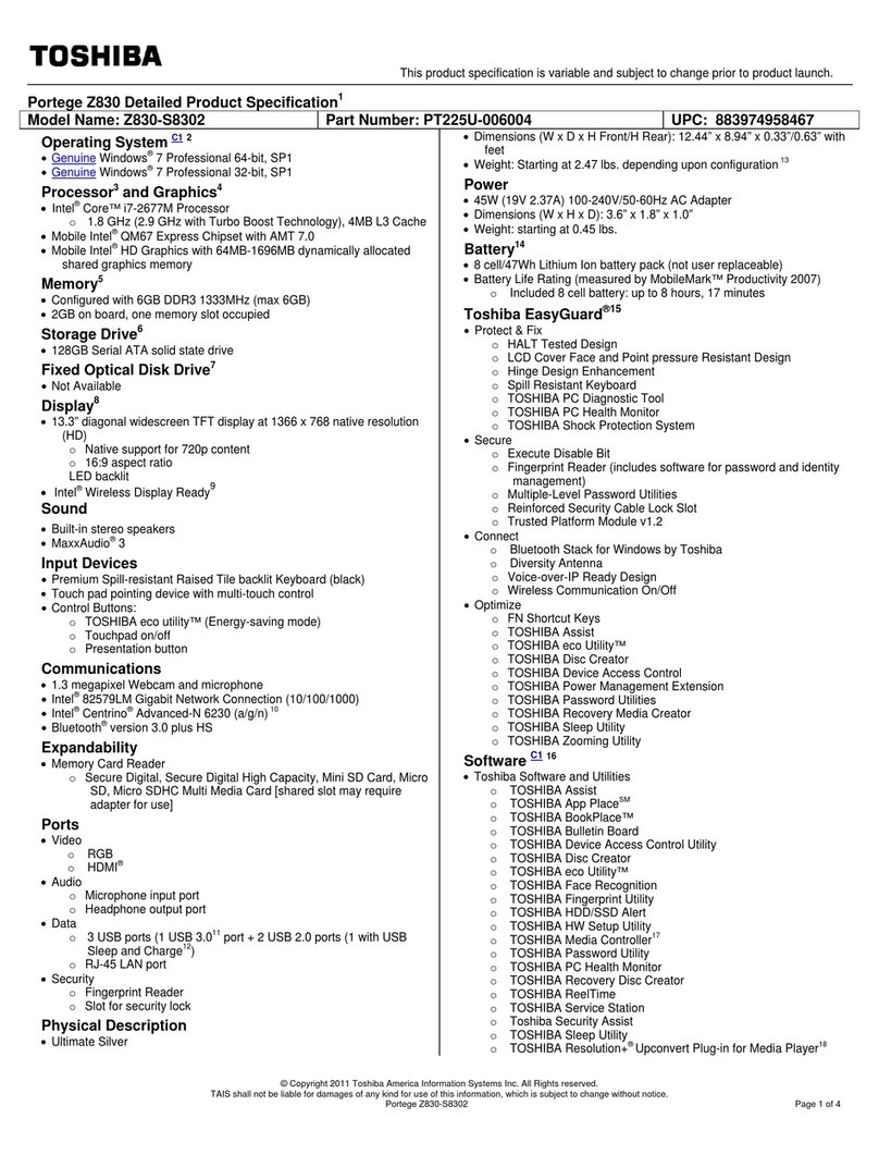 Toshiba Z830-S8302 User manual
