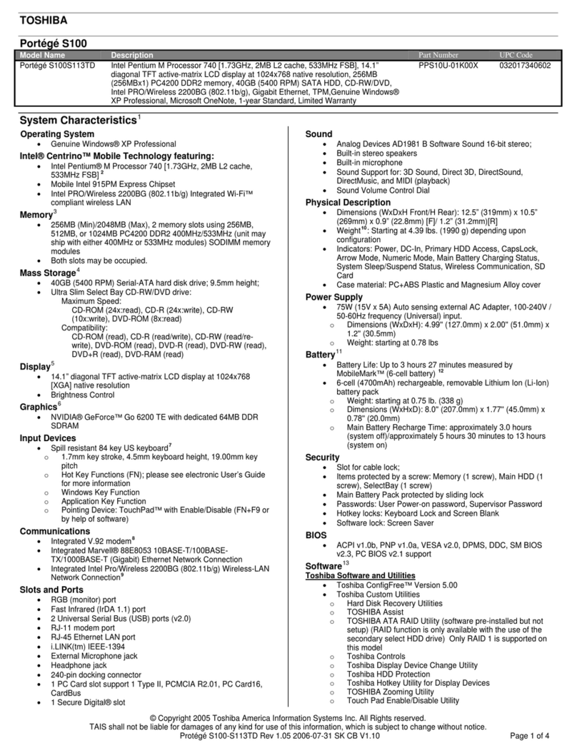 Toshiba S100-S113TD User manual