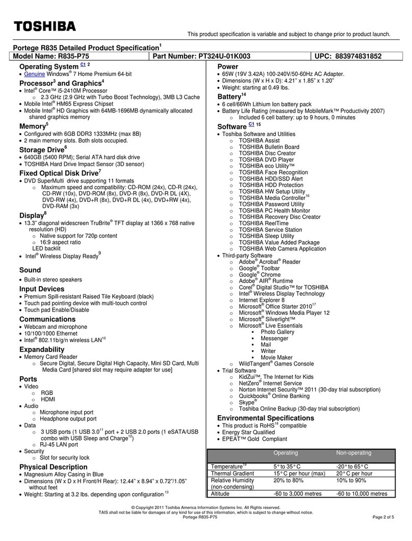 Toshiba R835-P75 User manual