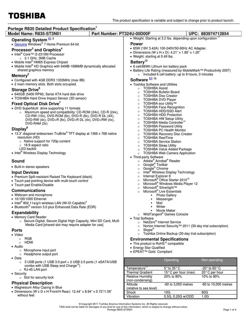 Toshiba R835-ST3N01 User manual